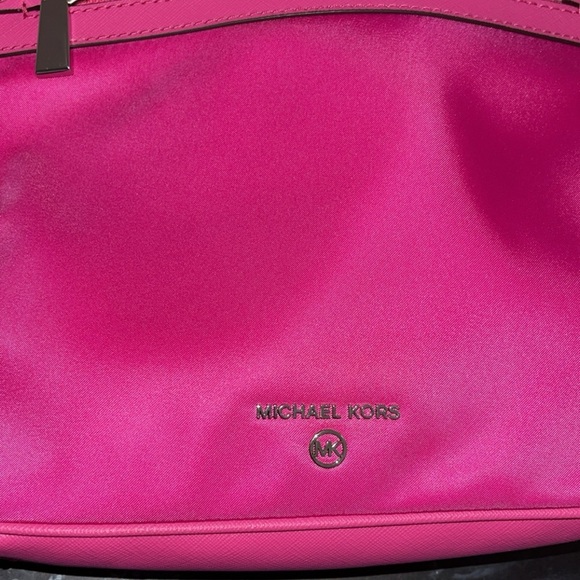 MICHAEL KORS Bag Jet Set Nylon Hot Pink Gabardine Messenger Crossbody AUTHENTIC - Picture 10 of 15